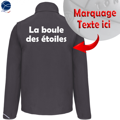 Impression textile - dos - 2 lignes de texte -  droit