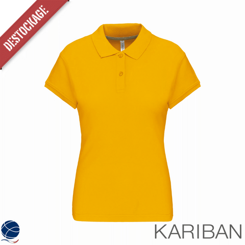 Polo manches courtes femme jaune - KARIBAN - DESTOCKAGE