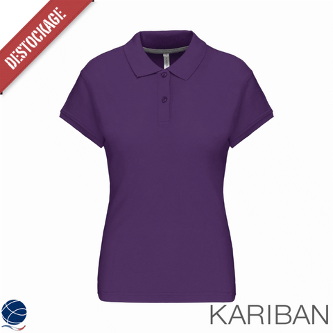 Polo manches courtes femme violet - KARIBAN - DESTOCKAGE