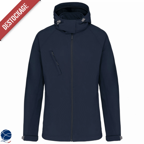 Veste softshell a capuche amovible femme marine - DESTOCKAGE